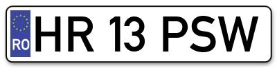 Placuta inmatriculare numar auto  HR-13-PSW, HR 13 PSW, HR13PSW