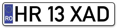 Placuta inmatriculare numar auto  HR-13-XAD, HR 13 XAD, HR13XAD
