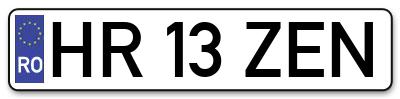 Placuta inmatriculare numar auto  HR-13-ZEN, HR 13 ZEN, HR13ZEN