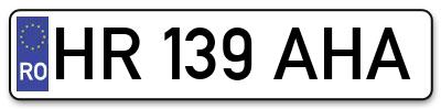 Placuta inmatriculare numar auto  HR-139-AHA, HR 139 AHA, HR139AHA