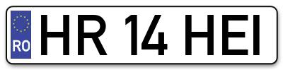 Placuta inmatriculare numar auto  HR-14-HEI, HR 14 HEI, HR14HEI