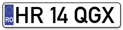 Placuta inmatriculare numar auto  HR-14-QGX, HR 14 QGX, HR14QGX