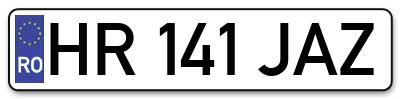 Placuta inmatriculare numar auto  HR-141-JAZ, HR 141 JAZ, HR141JAZ