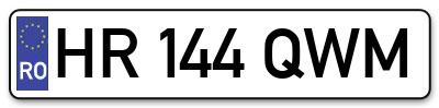 Placuta inmatriculare numar auto  HR-144-QWM, HR 144 QWM, HR144QWM