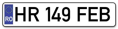 Placuta inmatriculare numar auto  HR-149-FEB, HR 149 FEB, HR149FEB