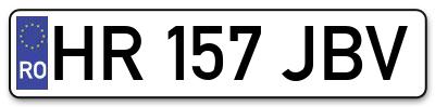 Placuta inmatriculare numar auto  HR-157-JBV, HR 157 JBV, HR157JBV