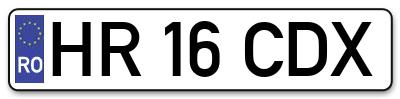 Placuta inmatriculare numar auto  HR-16-CDX, HR 16 CDX, HR16CDX