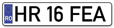 Placuta inmatriculare numar auto  HR-16-FEA, HR 16 FEA, HR16FEA