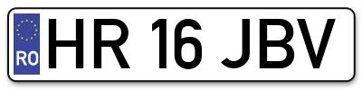 Placuta inmatriculare numar auto  HR-16-JBV, HR 16 JBV, HR16JBV