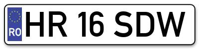 Placuta inmatriculare numar auto  HR-16-SDW, HR 16 SDW, HR16SDW
