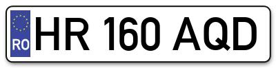 Placuta inmatriculare numar auto  HR-160-AQD, HR 160 AQD, HR160AQD