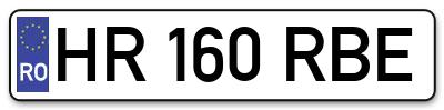 Placuta inmatriculare numar auto  HR-160-RBE, HR 160 RBE, HR160RBE