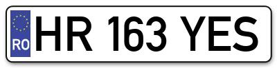 Placuta inmatriculare numar auto  HR-163-YES, HR 163 YES, HR163YES