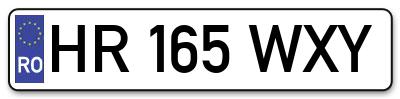 Placuta inmatriculare numar auto  HR-165-WXY, HR 165 WXY, HR165WXY