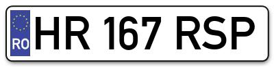 Placuta inmatriculare numar auto  HR-167-RSP, HR 167 RSP, HR167RSP
