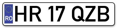 Placuta inmatriculare numar auto  HR-17-QZB, HR 17 QZB, HR17QZB