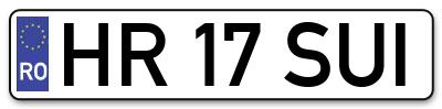 Placuta inmatriculare numar auto  HR-17-SUI, HR 17 SUI, HR17SUI