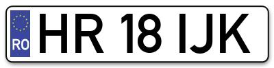 Placuta inmatriculare numar auto  HR-18-IJK, HR 18 IJK, HR18IJK