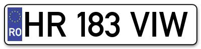 Placuta inmatriculare numar auto  HR-183-VIW, HR 183 VIW, HR183VIW