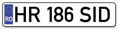 Placuta inmatriculare numar auto  HR-186-SID, HR 186 SID, HR186SID