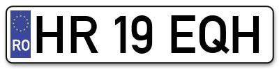 Placuta inmatriculare numar auto  HR-19-EQH, HR 19 EQH, HR19EQH