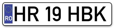 Placuta inmatriculare numar auto  HR-19-HBK, HR 19 HBK, HR19HBK