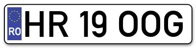Placuta inmatriculare numar auto  HR-19-OOG, HR 19 OOG, HR19OOG