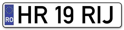 Placuta inmatriculare numar auto  HR-19-RIJ, HR 19 RIJ, HR19RIJ