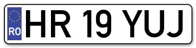 Placuta inmatriculare numar auto  HR-19-YUJ, HR 19 YUJ, HR19YUJ