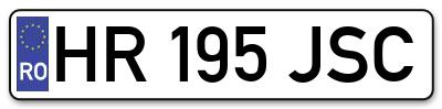 Placuta inmatriculare numar auto  HR-195-JSC, HR 195 JSC, HR195JSC
