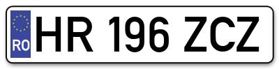 Placuta inmatriculare numar auto  HR-196-ZCZ, HR 196 ZCZ, HR196ZCZ