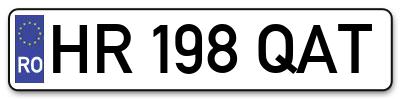 Placuta inmatriculare numar auto  HR-198-QAT, HR 198 QAT, HR198QAT