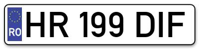 Placuta inmatriculare numar auto  HR-199-DIF, HR 199 DIF, HR199DIF