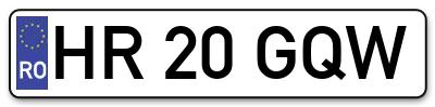 Placuta inmatriculare numar auto  HR-20-GQW, HR 20 GQW, HR20GQW