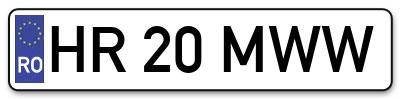 Placuta inmatriculare numar auto  HR-20-MWW, HR 20 MWW, HR20MWW