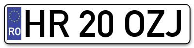 Placuta inmatriculare numar auto  HR-20-OZJ, HR 20 OZJ, HR20OZJ