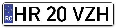 Placuta inmatriculare numar auto  HR-20-VZH, HR 20 VZH, HR20VZH