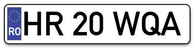 Placuta inmatriculare numar auto  HR-20-WQA, HR 20 WQA, HR20WQA