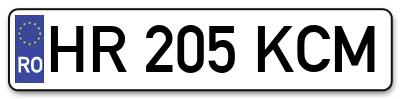 Placuta inmatriculare numar auto  HR-205-KCM, HR 205 KCM, HR205KCM