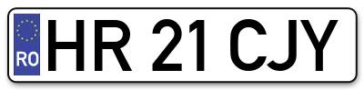 Placuta inmatriculare numar auto  HR-21-CJY, HR 21 CJY, HR21CJY