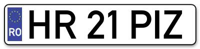 Placuta inmatriculare numar auto  HR-21-PIZ, HR 21 PIZ, HR21PIZ