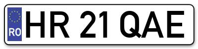 Placuta inmatriculare numar auto  HR-21-QAE, HR 21 QAE, HR21QAE