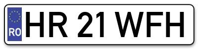 Placuta inmatriculare numar auto  HR-21-WFH, HR 21 WFH, HR21WFH