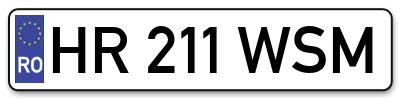 Placuta inmatriculare numar auto  HR-211-WSM, HR 211 WSM, HR211WSM