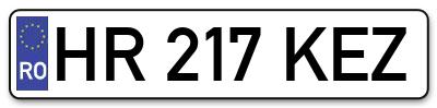 Placuta inmatriculare numar auto  HR-217-KEZ, HR 217 KEZ, HR217KEZ