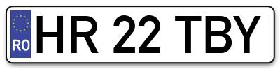 Placuta inmatriculare numar auto  HR-22-TBY, HR 22 TBY, HR22TBY