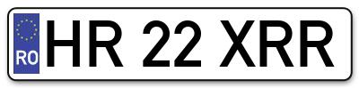 Placuta inmatriculare numar auto  HR-22-XRR, HR 22 XRR, HR22XRR
