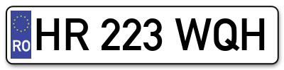 Placuta inmatriculare numar auto  HR-223-WQH, HR 223 WQH, HR223WQH