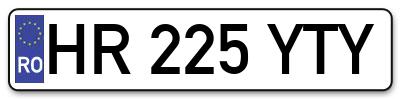Placuta inmatriculare numar auto  HR-225-YTY, HR 225 YTY, HR225YTY