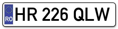 Placuta inmatriculare numar auto  HR-226-QLW, HR 226 QLW, HR226QLW